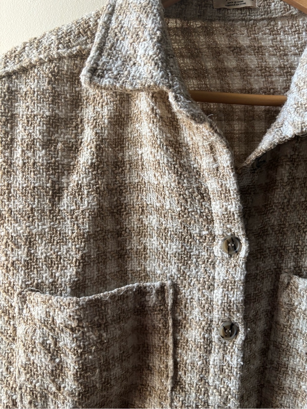 Ardene Beige and Cream Tweed Button Jacket